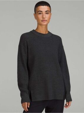 lululemon athletica Merino Wool-Blend Ribbed Crewneck Sweater - Heathered Black